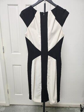 Cache Black and Ivory Color Block Sheath Dress - Size 4